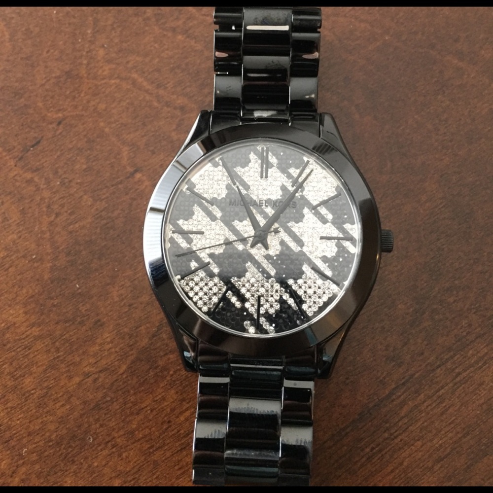Michael Kors Black and Silver Crystal Accent Women's Watch